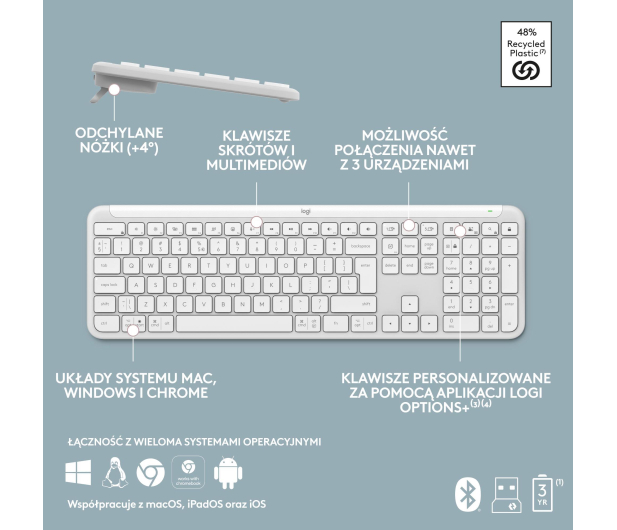 LOGITECH K950 Biały 920-012466 - 1233206 - zdjęcie 14